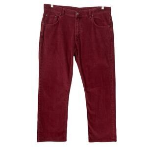 GANT Pants 38x34 Burgundy-Red Jason Straight Zip Pockets Cotton Stretchy